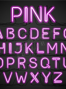 A1535矢量紫色发光灯管风格图案英文字母 AI设计素材 非实物