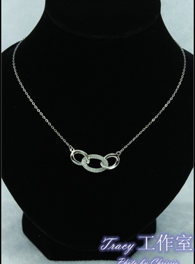 韩版镶锆石925银项链女