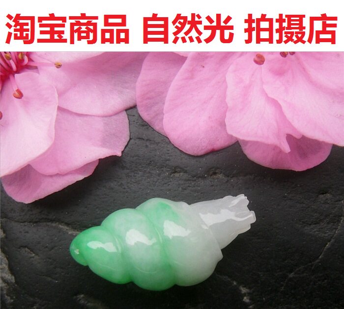 送证书天然A货糯种翡翠海螺戒面翡翠裸石/蛋面