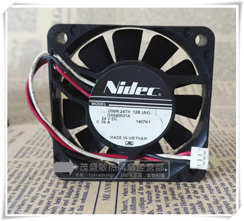 原装Nidec D06R-24TH 12B(AX) 24V 0.09A 6015 三线超静音变频器