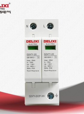 防雷世家德力西电涌保护器浪涌 防雷器 避雷器 DZ47Y-20K 2P 385V