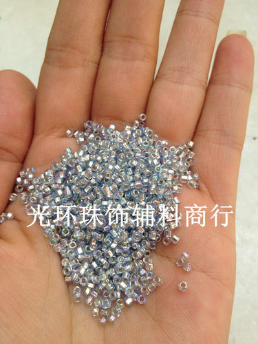 AB彩天蓝色玻璃米珠 2mm3mm3.6mm方孔灌银幻彩玻璃珠 镀ab彩米珠 - 封面