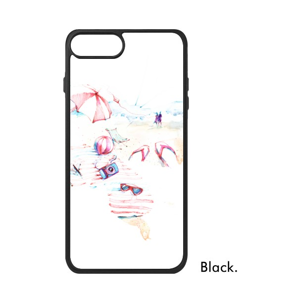 适用于iPhone沙滩海浪太阳伞水彩Xr手机壳max保护套678pro硅胶112