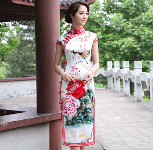 老上海订制2020夏季 手工真襟日常旗袍连衣裙 复古真丝中长款 新款