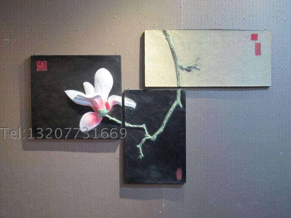 中式玉兰花挂件中国风浮雕装饰画壁饰馨香满堂复古工艺品 仿古