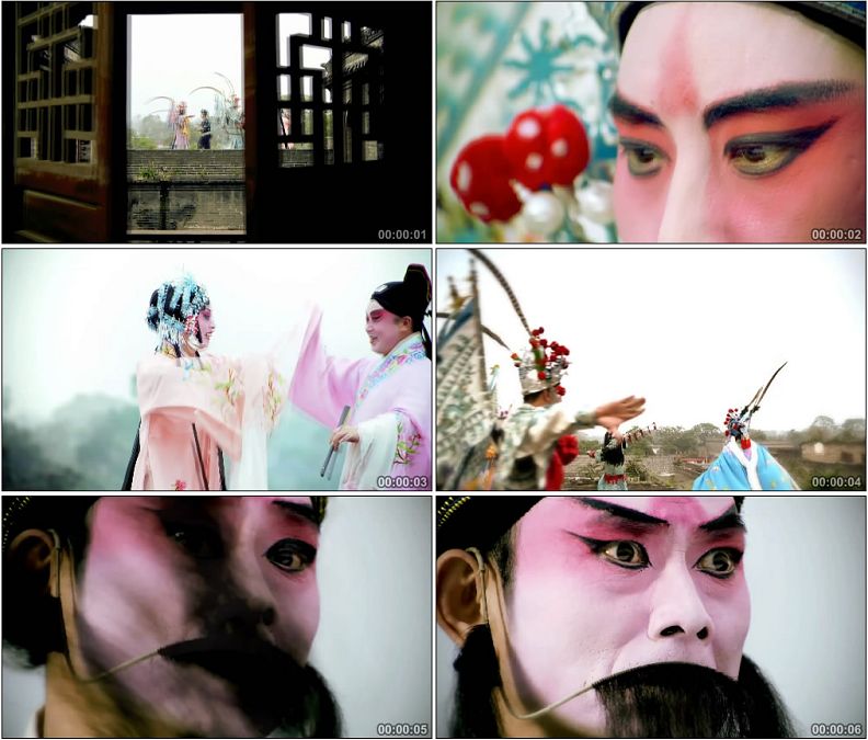 京剧戏曲老生花旦表演国粹艺术高清实拍视频素材