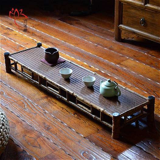 梅鹿竹香桌 茶道香几 香案 竹博古架 竹茶托台收纳桌 竹茶棚器局