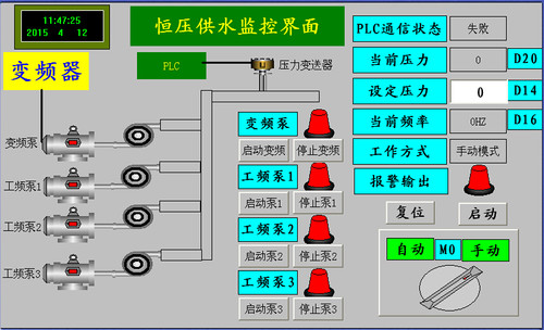 恒压供水MCGS嵌入版7.6和三菱FX系列PLC联机工程项目开发设计代做