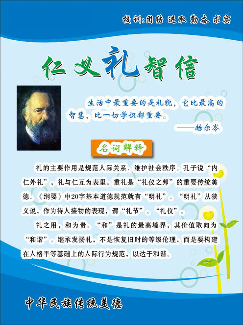 100素材礼貌礼仪海报展板32仁义礼智信