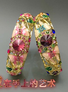 镂空复古风镶钻包邮景泰蓝手镯