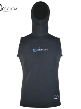 带帽潜水服背心 water scuba高级量身定制 1.5MM背心连帽保暖防晒