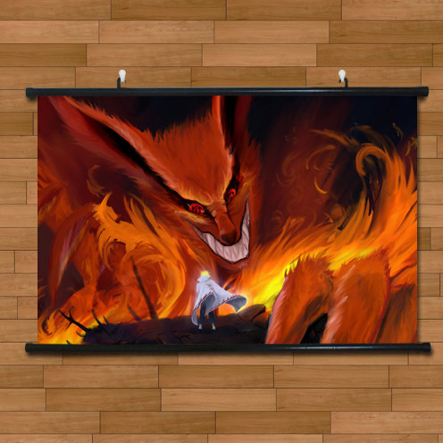 日本动漫火影忍者四代火影水门九尾印象海报挂画有框画客厅装饰画