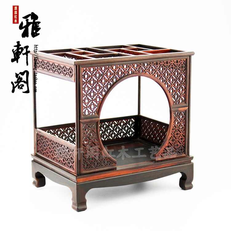红酸枝微型月门床凉床红木雕工艺品小家具模型仿古明清微缩家具