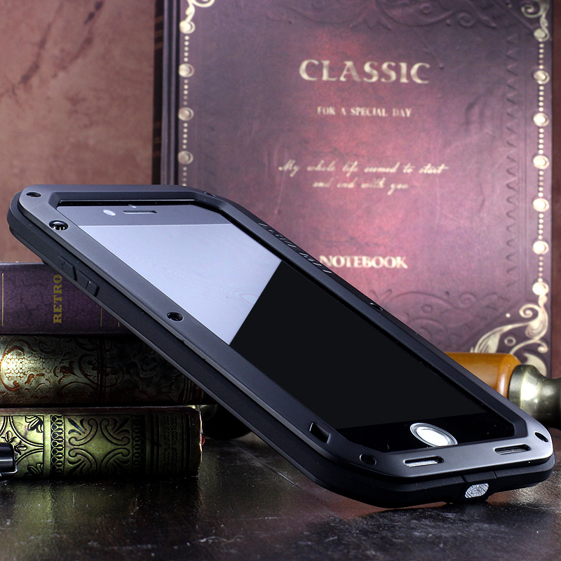 LOVE MEI Powerful Water Resistant Shockproof Dust/Dirt/Snow Proof Aluminum Metal Outdoor Gorilla Glass Heavy Duty Case Cover for Apple iPhone 7 Plus & iPhone 7