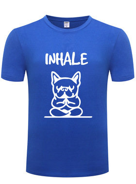 2017新款男式短袖T恤 French Bulldog Yoga 斗牛犬 可爱动漫卡通
