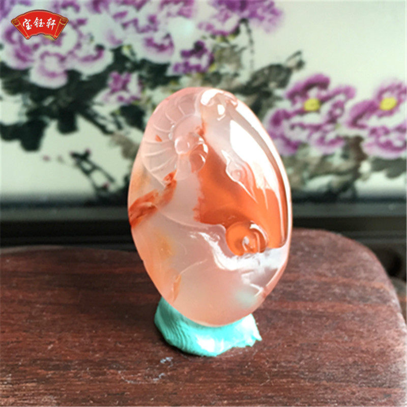 天然川料南红玛瑙羊吊坠雕件冰飘生肖雕刻挂饰项坠