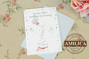 英国名品Ling Design银婚结婚纪念日贺卡祝福纪念感谢卡片25周年