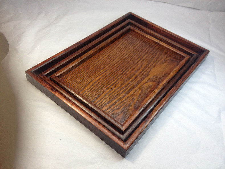 日式长方形实木木质托盘茶盘复古水杯水果木盘子欧式酒店茶具餐盘