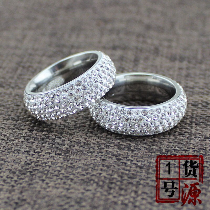 不褪色韩版潮女满钻闺蜜钛钢钻戒