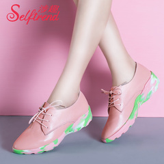 Interesting new trend in spring 2015 involved Oxford leather pointed shoes color camouflage platform shoes women T03610