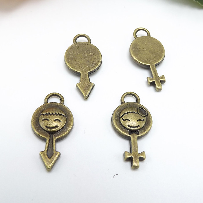 古铜男女吊坠一套 古青色情侣配件 diy手工材料  生物男女符号