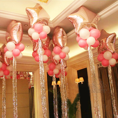 新年元旦节日婚房活动布置生日派对装饰气球流苏彩条丝带雨丝装饰
