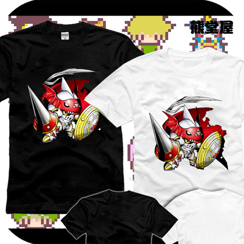 数码宝贝数码暴龙digimon真红莲骑士兽Q版纯棉衣服T恤短袖