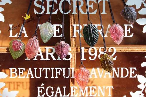 H17碧玺巴西雕刻叶子事业有成吊坠精美礼物礼品送人 不议价现货