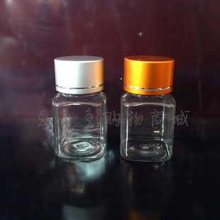 塑料瓶子30克Ml透明塑料瓶瓶包装瓶小样品空瓶子金属盖方瓶胶囊瓶