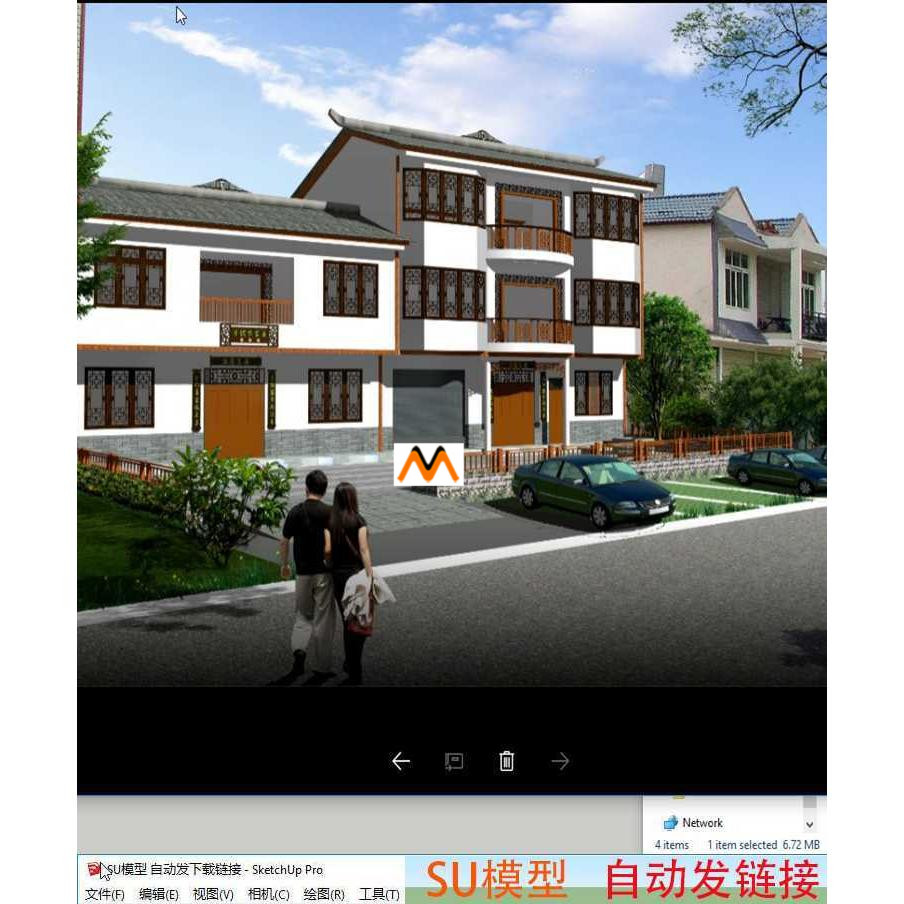 X94西南地区新农村三层仿古建筑四川新中式民居住宅楼房SU模型图