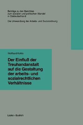 【预售】Der Einfluss Der Treuhandanstalt Auf Die Gesta...