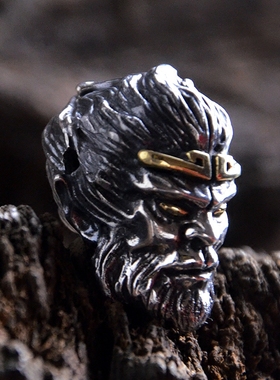 diy齐天大圣文玩纯银三通佛头