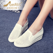 2015 fall on the first layer pigskin lining increase Korean leisure in stars hollow high shoes