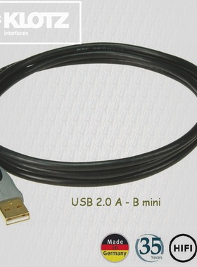 德国KLOTZ USB2.0 数据线 非OTG (AB min mini B DAC解码 T型)