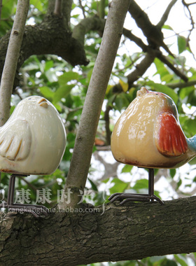 康康站立小胖陶瓷对鸟zakka摆件