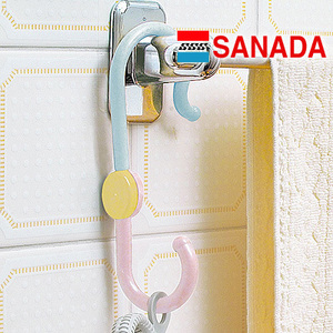 日本进口正品 SANADA自由360旋转挂钩S形塑料双头挂钩3个装