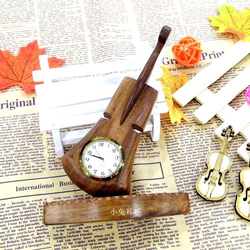 尼泊尔小提琴坐钟表包邮木雕