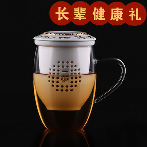 一园茶具 办公个人迷你杯 玻璃陶瓷过滤水杯 泡茶杯
