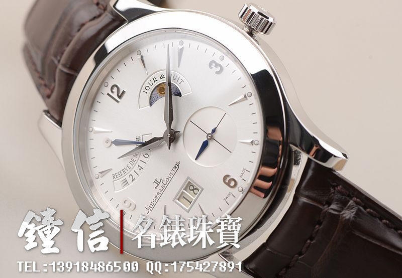 已售出【97新】积家大师八日链动显大日历昼夜显示皮带男表Q1608420