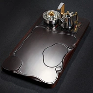 Kunde Toàn Bộ Hộ Gia Đình Gỗ Mun Chắc Chắn Khay Trà Gỗ Kung Fu Trà 4 Trong 1 phẳng Cảm Ứng Tích Hợp Bàn Trà bàn trà thông minh có tủ lạnh