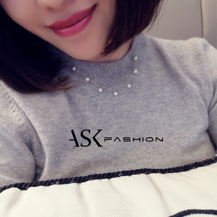 ASK Fashion14K包金浅金色天然淡水珍珠颈链张大奕同款项链特