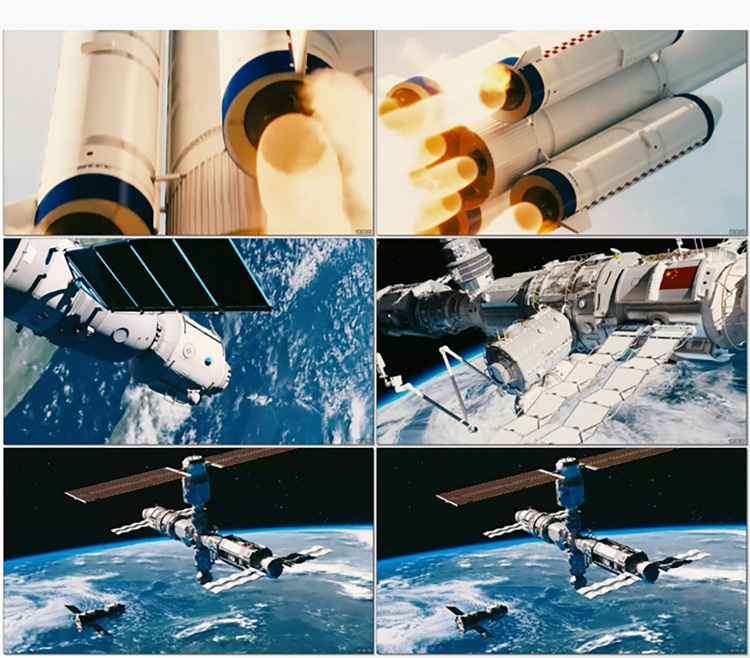 航空航天航拍 火箭发射卫星 军事国防 高科技 卫星环绕 视频素材