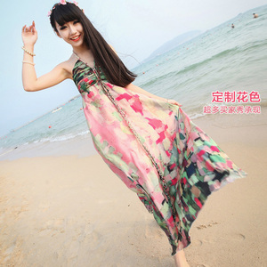 性感露背夏天海边度假沙滩显瘦露肩波西米亚挂脖长季惊爆低价包邮