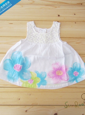 【三折清仓】阳光鼠夏季女童花朵连衣裙 白色无袖背心裙棉80/100