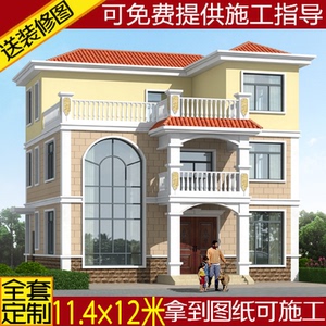 二层半别墅图纸农村自建房设计图复式建筑复式方案图乡村施工造房