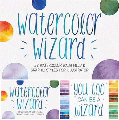 A0244矢量AI设计素材 水彩图形生成制作样式动作AI插件Swatches