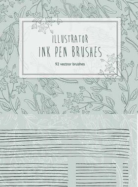 A2837矢量92个手绘钢笔艺术风格笔刷 AI设计素材