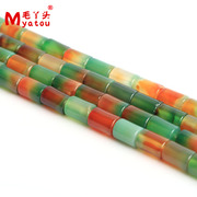 Myatou/little girl natural agate tube DIY jewelry materials accessories Malachite agate barrel bead