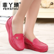 MOM and girl 2014 new Philip high shoes leather shoes women thick comfortable leather flats by the end of middle and old aged women's shoes