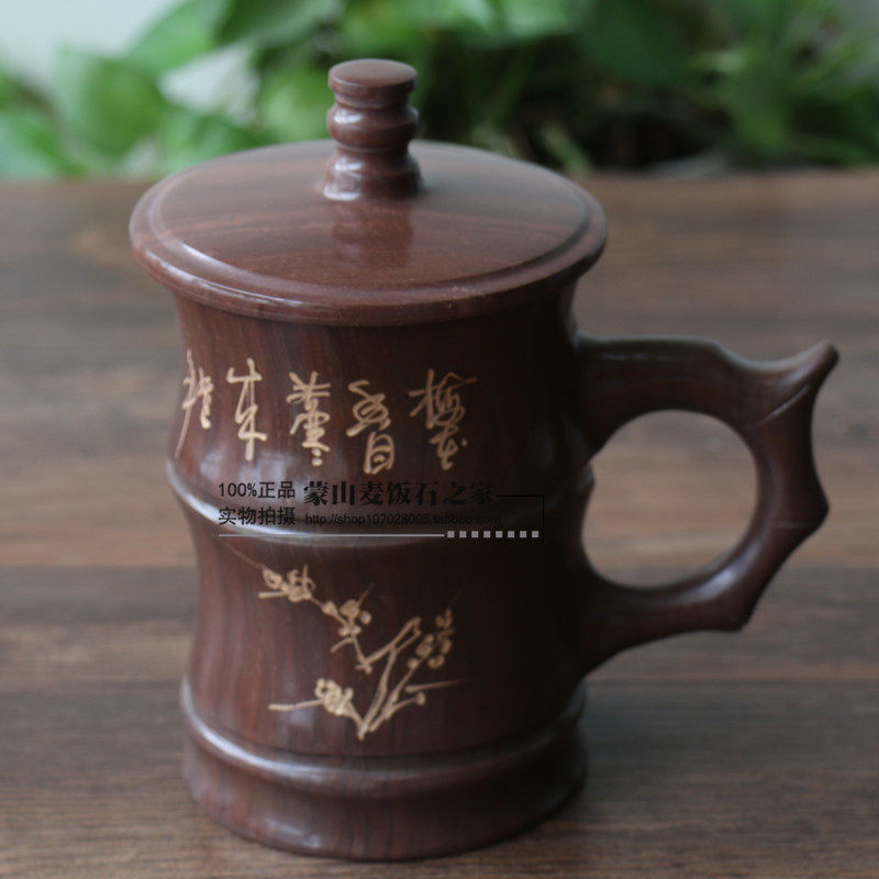纯天然木鱼石茶杯带有盖水杯子 山东特产礼品养生保健矿化水质,餐饮具,随手杯,淘宝优惠券,粉丝福利购,淘宝优惠卷